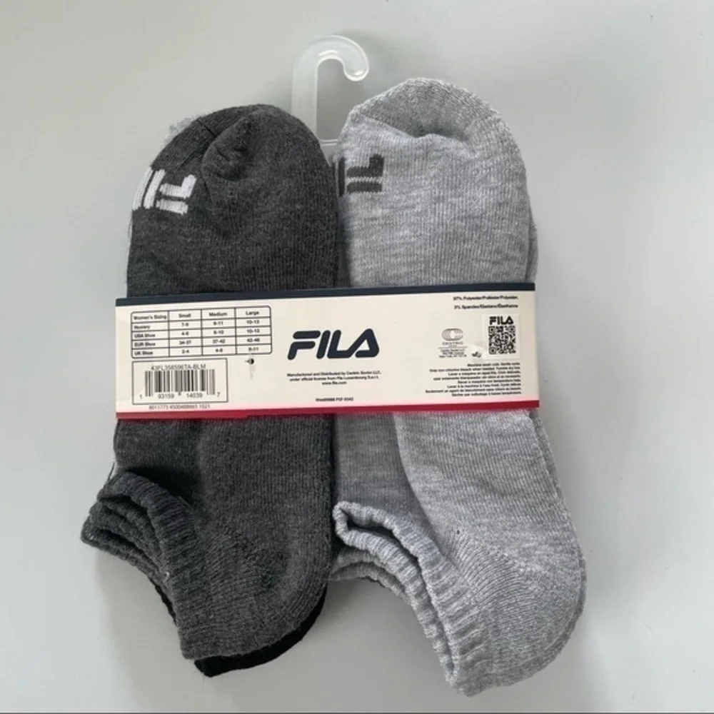 Fila women’s no show socks 6 pairs size 4-10 black gray